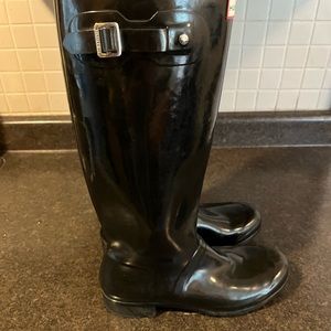 Tall black Hunter boots.